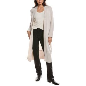 Forte Cashmere Womens  Textured 100% Cashmere Duster Cardigan, Beige